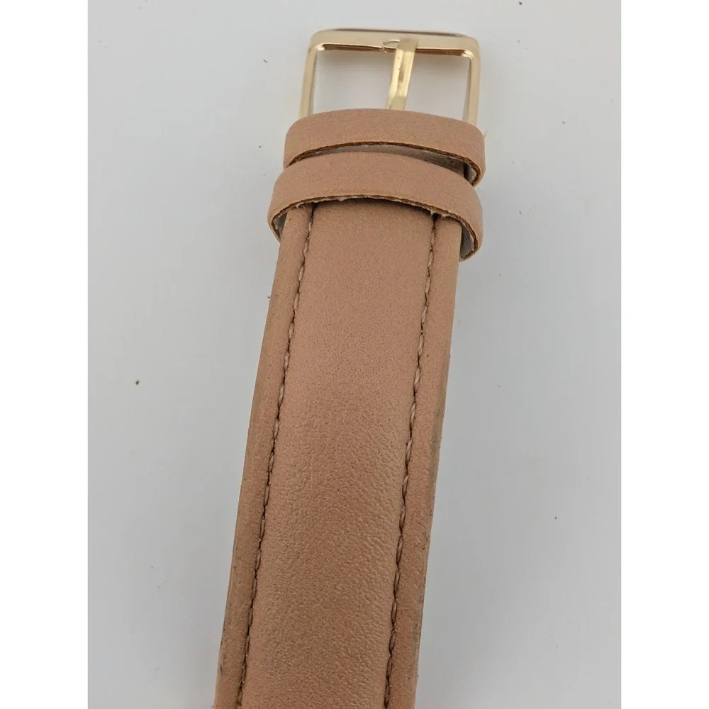 Kessaris Watch‎ Women 38mm Gold Case Tan Faux Leather Band- New Battery